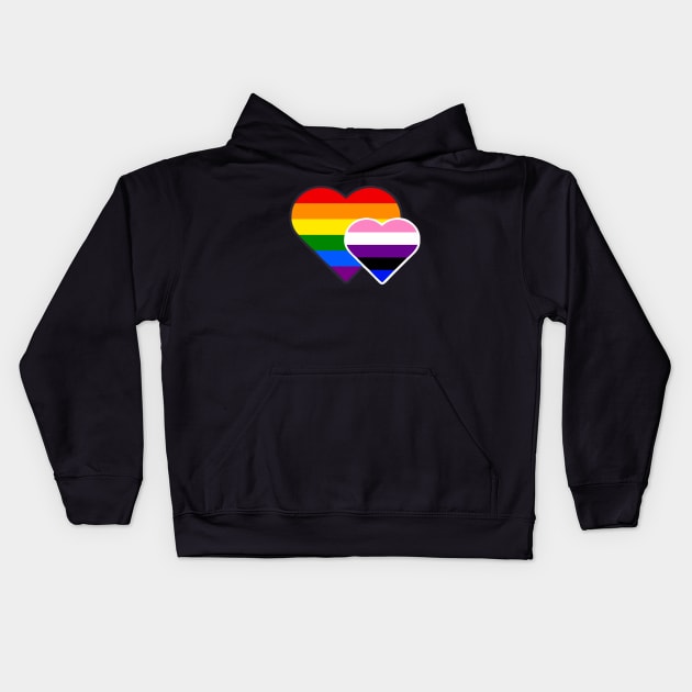 Gender Fluid Double Heart Kids Hoodie by Blood Moon Design